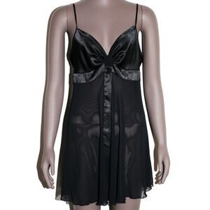 Victorias Secret Satin Sheer Slip Dress Teddy Lingerie Size Medium